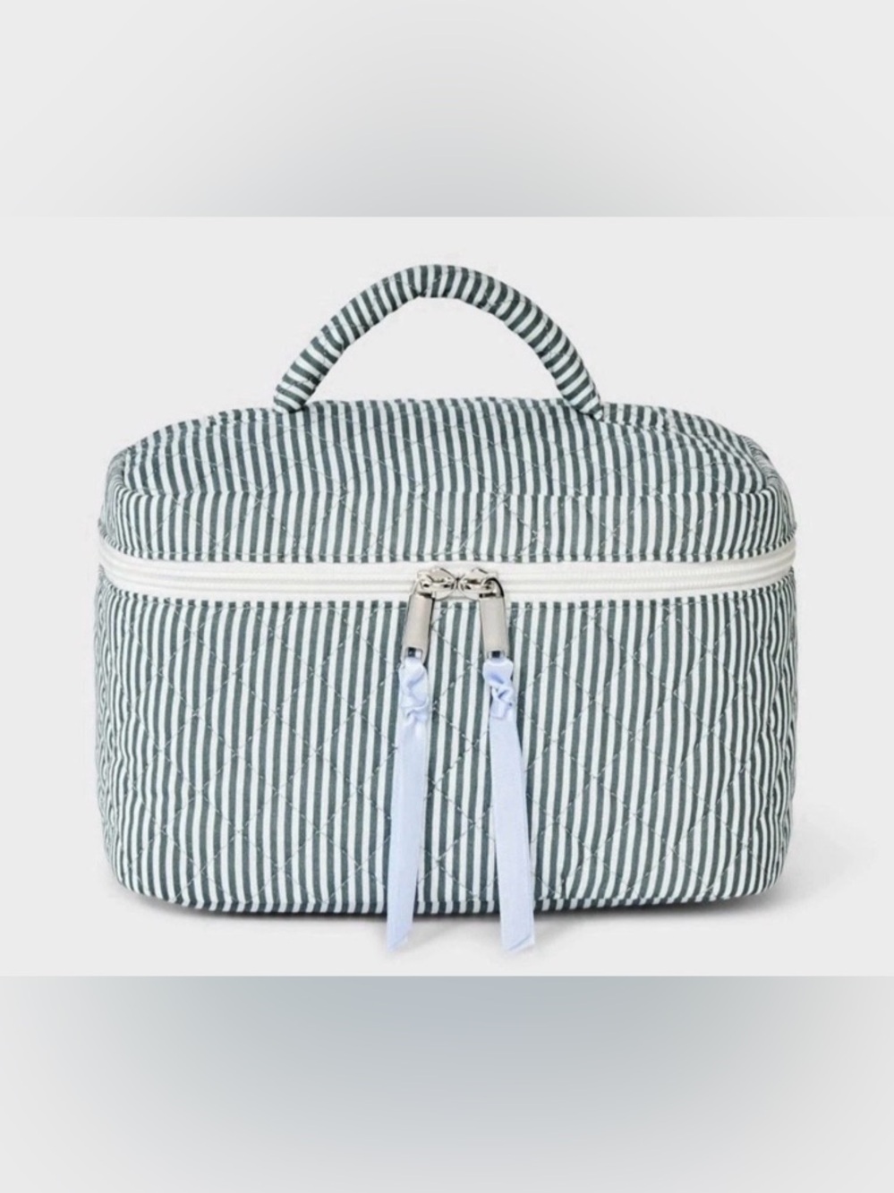 wild fable Striped Quilted Cosmetic Case - Green & White
New with Tag